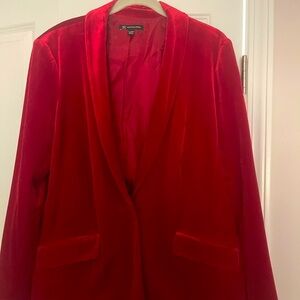 Ladies red velvet blazer.